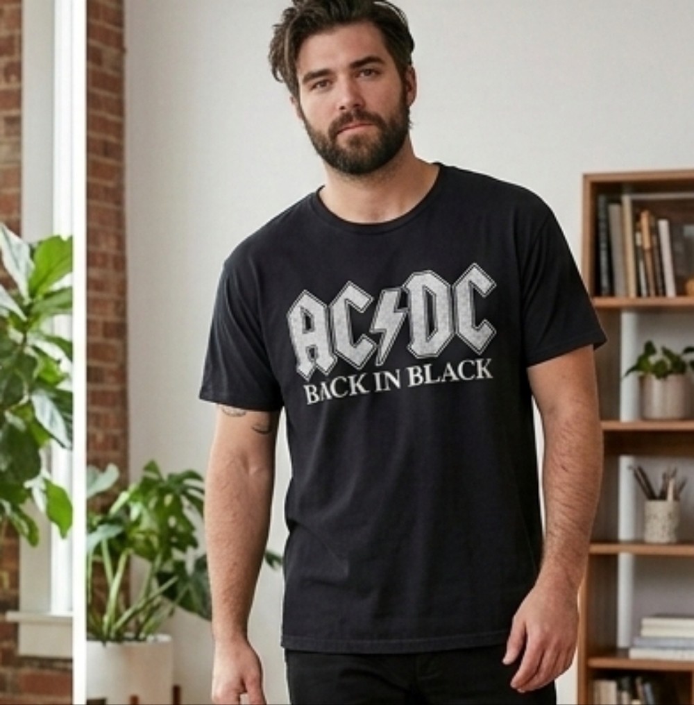 AC/DC Back In Black Band  Short Sleeve Tee